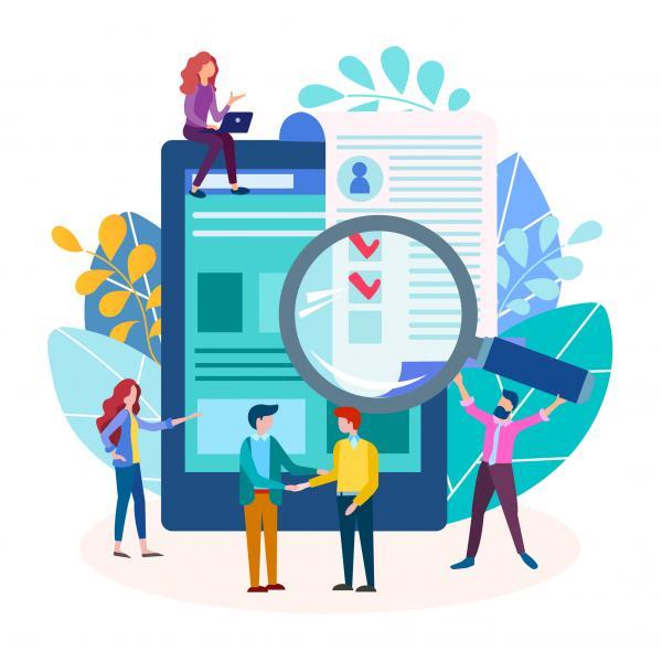 cartoon people working together