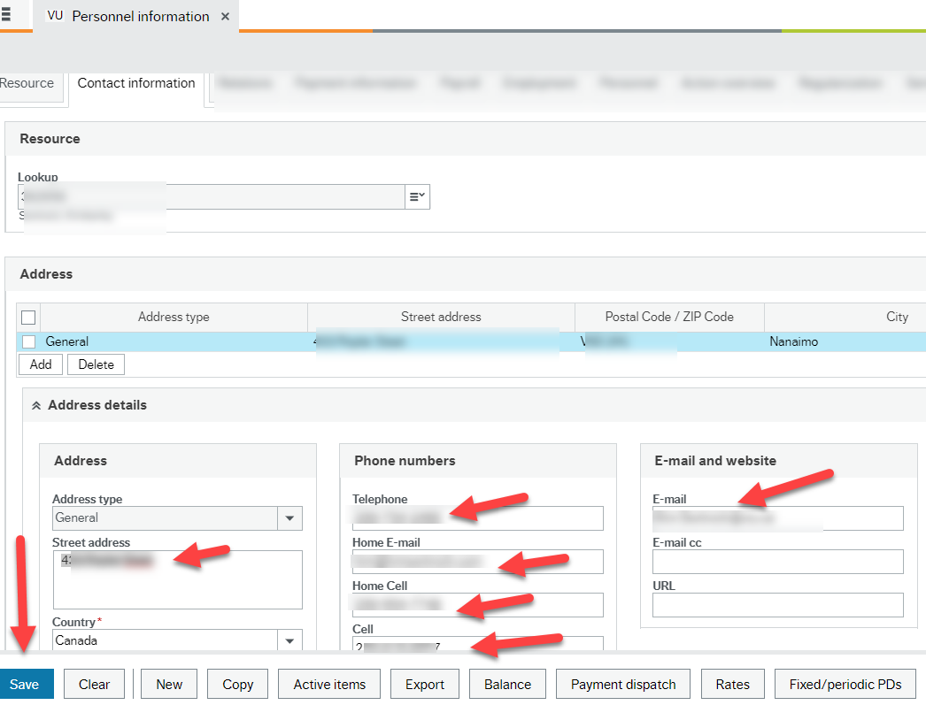Address fields change
