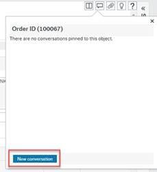 Screen shot of Pinned Conversation window with New Conversation button at the bottom highlighted.