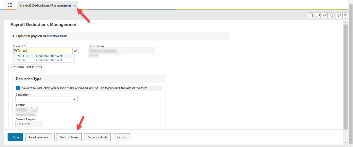 Payroll deduction save draft
