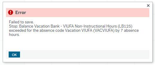 Screenshot of bank-limit error