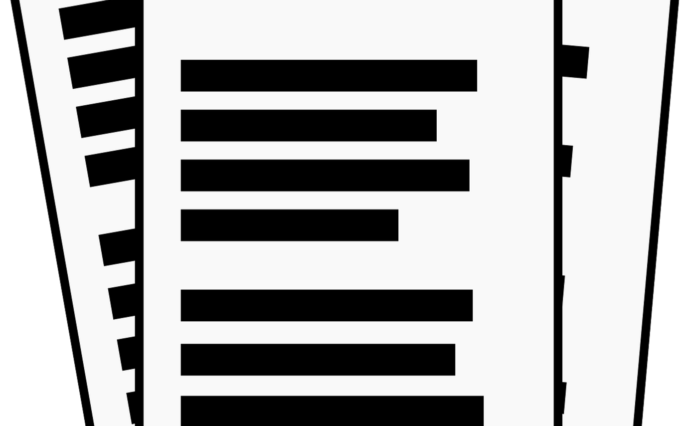 graphic of three pages of illegible text