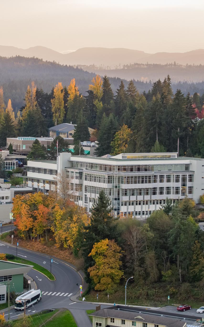 aerial photo of the campus in the fall season